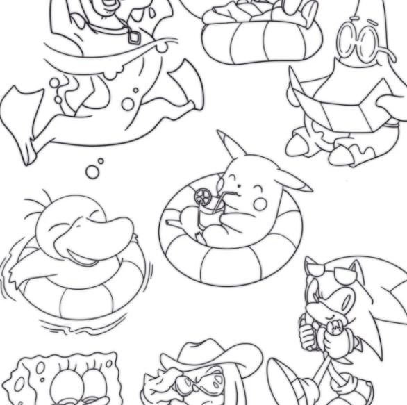 Pool day tattoo flash sheet by Jade, Dallas