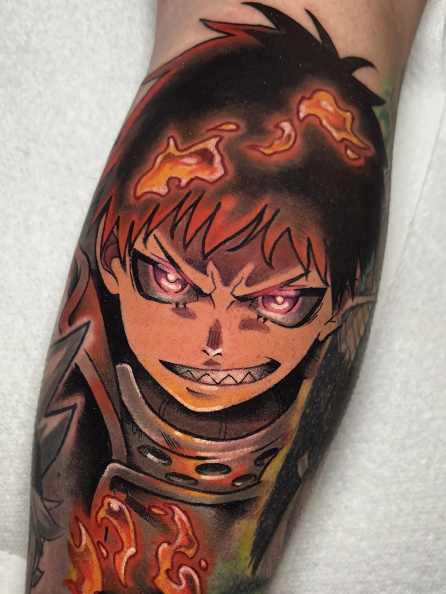 Shinra Kusakabe anime tattoo
